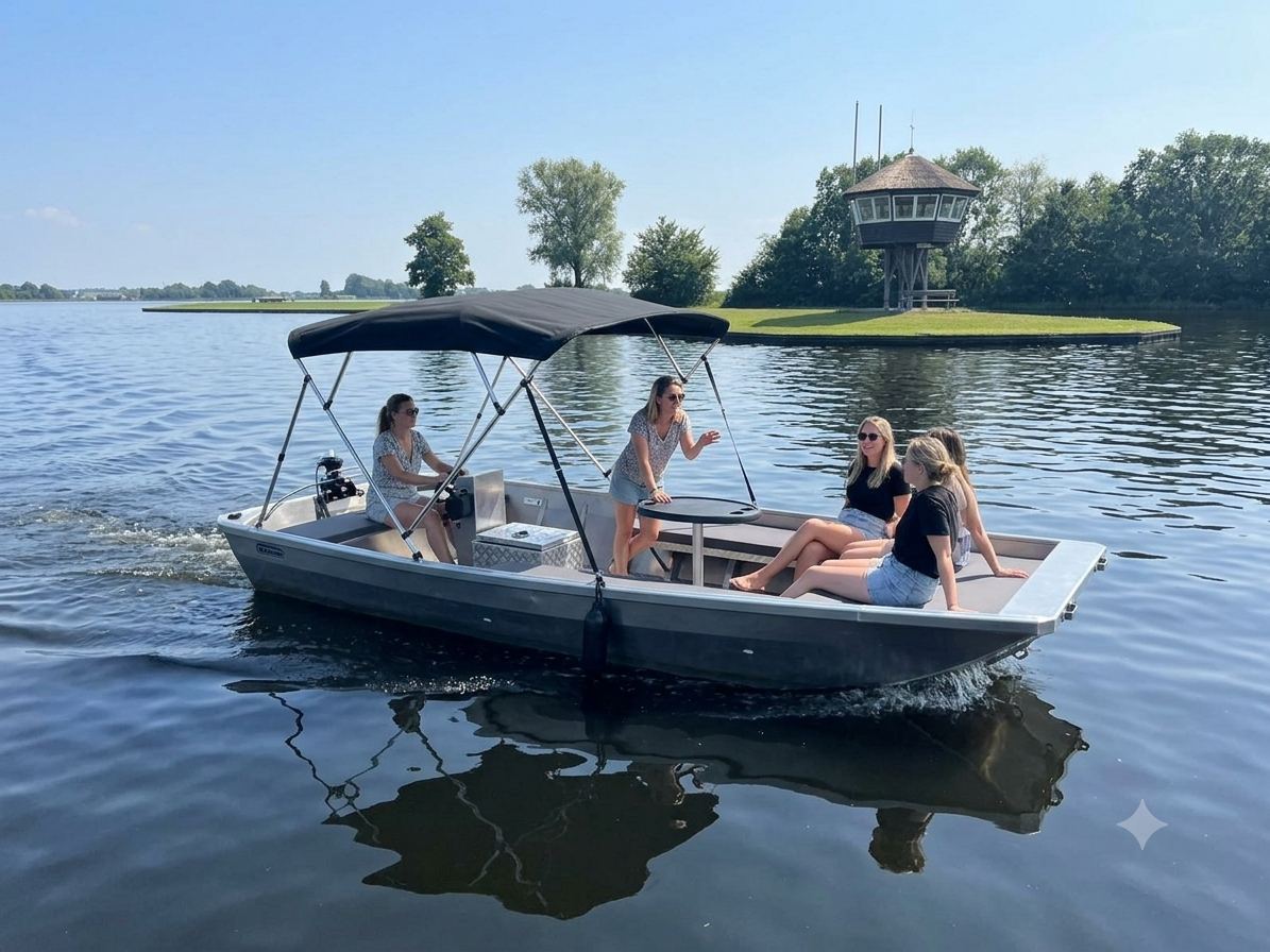 Electrische sloep op de Vinkeveense Plassen